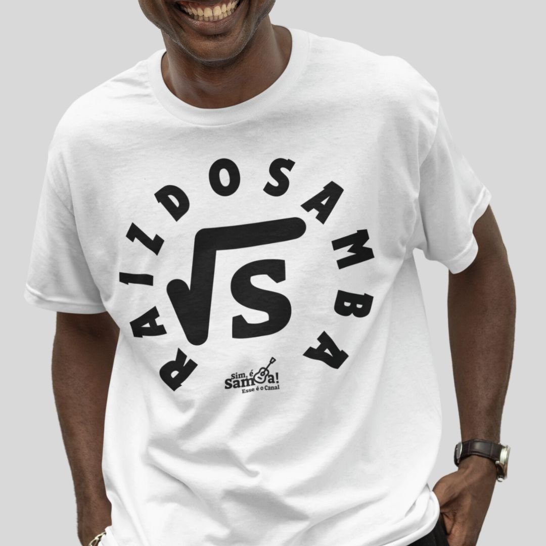 Nome do produto: Camiseta Clássica Masculina - Raiz do Samba