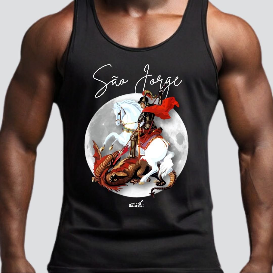 Nome do produto: Camiseta Regata Masculina - São Jorge Sim é Samba