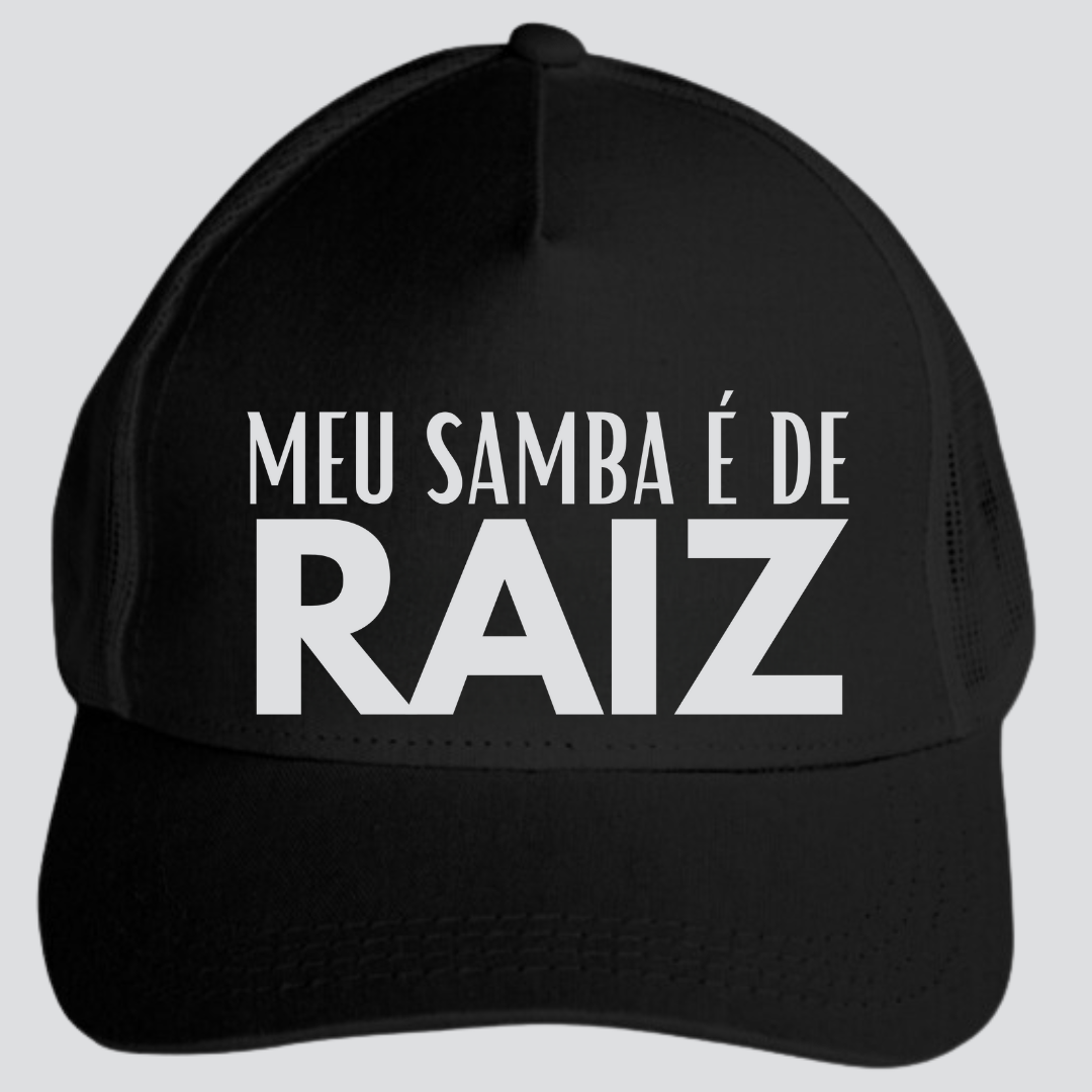 Nome do produto: Boné Americano com Tela - Meu Samba é de Raiz