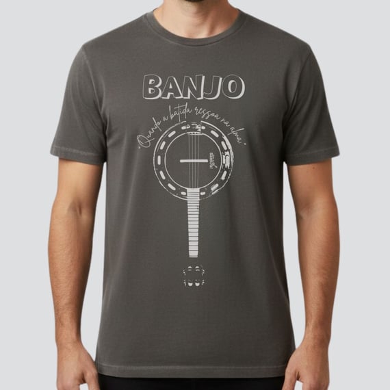 Camiseta Masculina Estonada - Banjo Quando a Batida Ressoa na Alma
