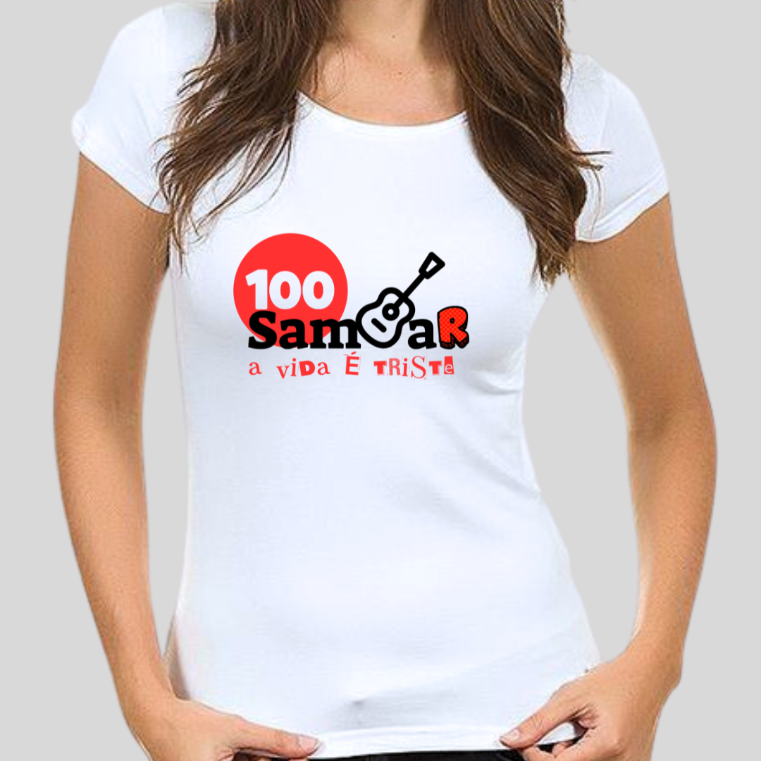 Nome do produto: Camiseta Baby Long Feminina - Sem Sambar a Vida é Triste