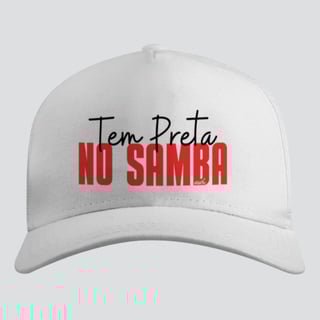 Boné Americano com Tela - Tem Preta no Samba Sim é Samba