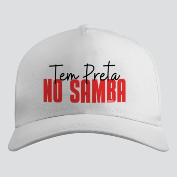 Boné Americano com Tela - Tem Preta no Samba Sim é Samba