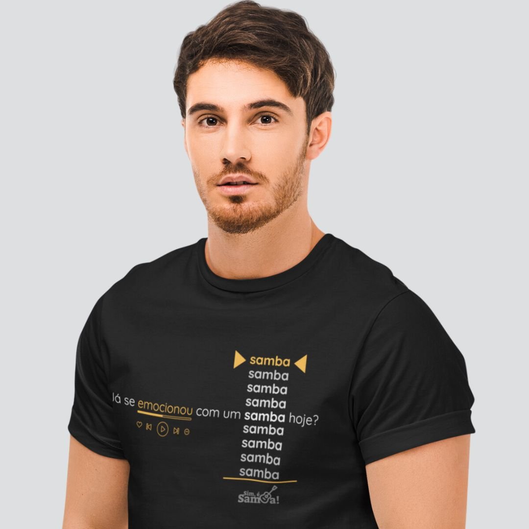 Nome do produto: Camiseta Masculina Clássica - Já se Emocionou Com Um Samba hoje