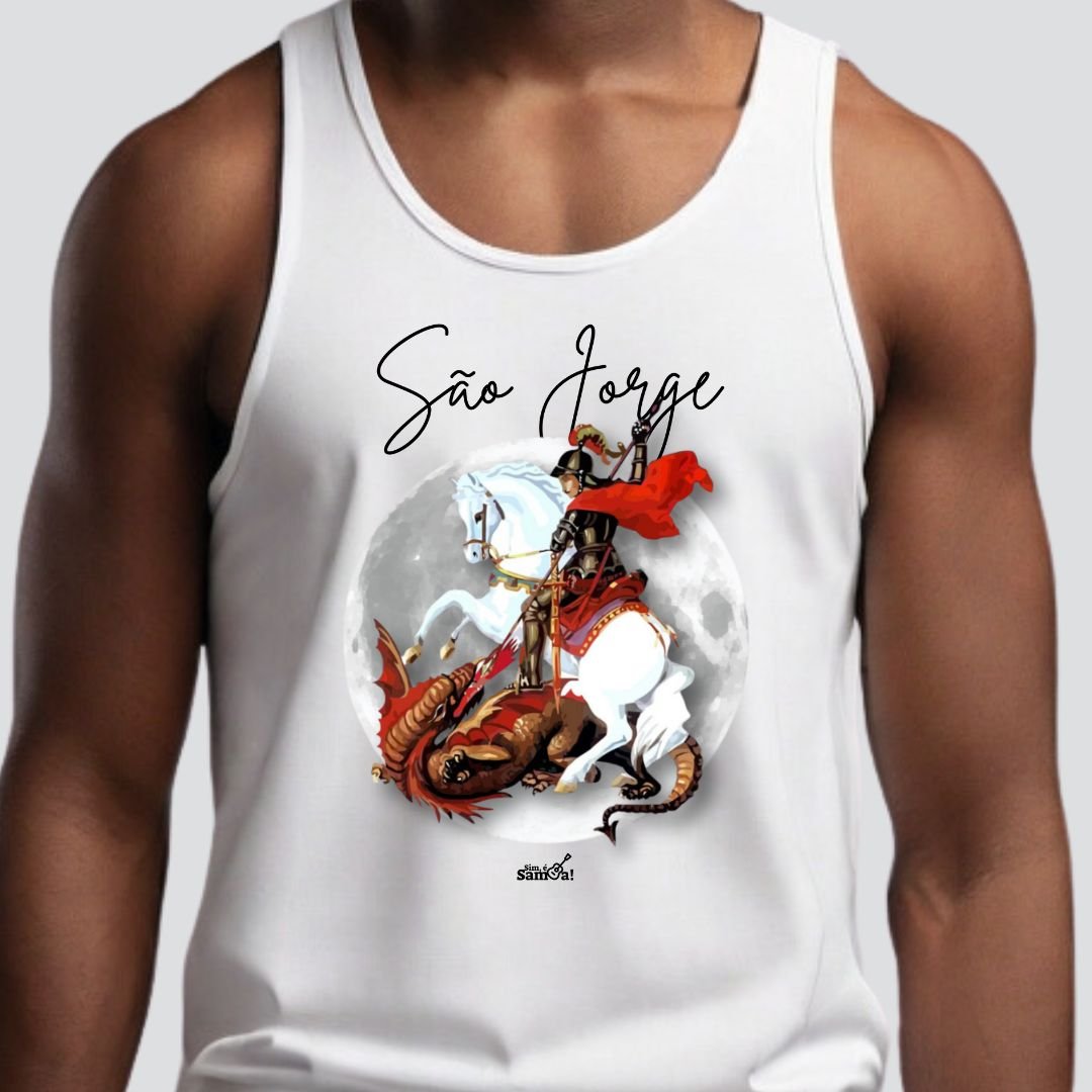 Nome do produto: Camiseta Regata Masculina - São Jorge Sim é Samba