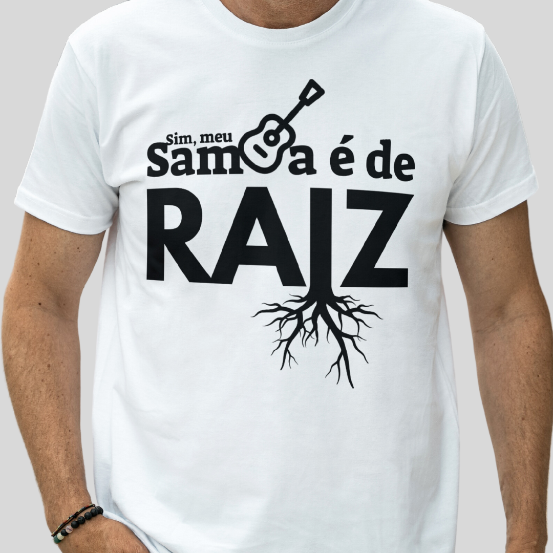 Nome do produto: Camiseta Clássica Masculina - Sim Meu Samba é de Raiz