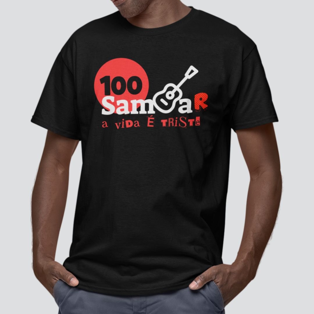 Nome do produto: Camiseta Clássica Masculina - Sem Sambar a Vida é Triste