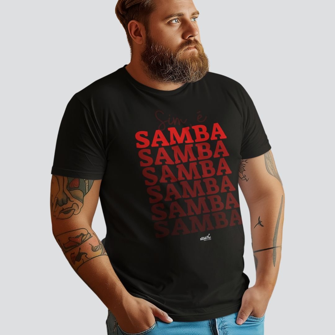 Nome do produto: Camiseta Plus Size - Sim é Samba Degradê