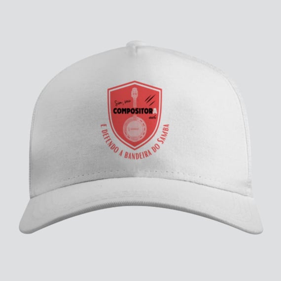 Boné Americano com Tela - Sim Sou Compositora e Defendo a Bandeira do Samba