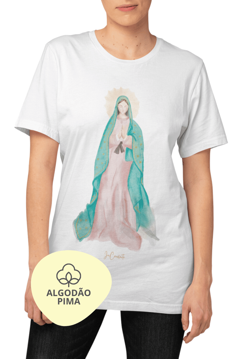 Nome do produto: Camiseta Pima - Mãezinha de Guadalupe #01