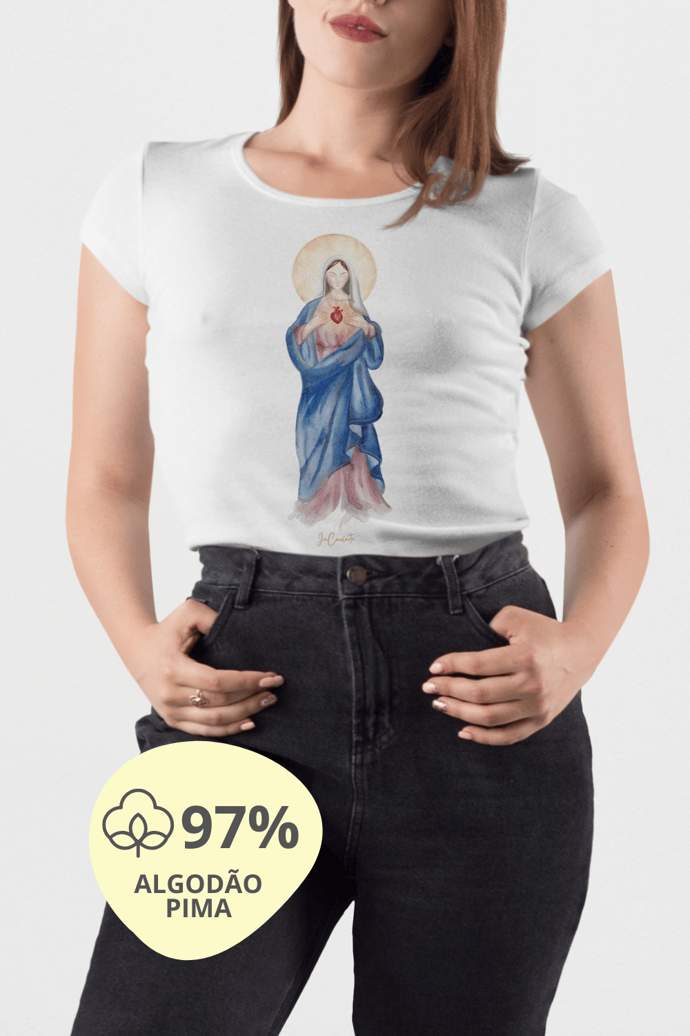 Camiseta Feminina Pima - Mãezinha do Sagrado Coração #02