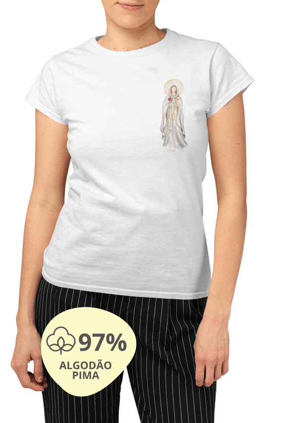 Camiseta Feminina Pima - Mãezinha da Rosa Mística #01