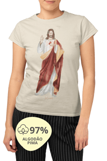 Nome do produto Camiseta Feminina Pima - Sagrado Coração de Jesus #01