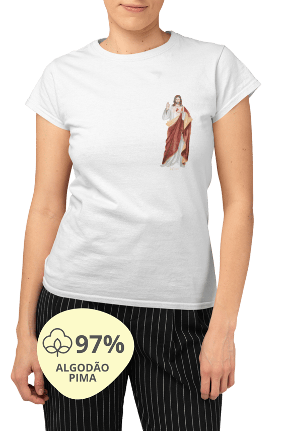 Camiseta Feminina Pima - Sagrado Coração de Jesus #02