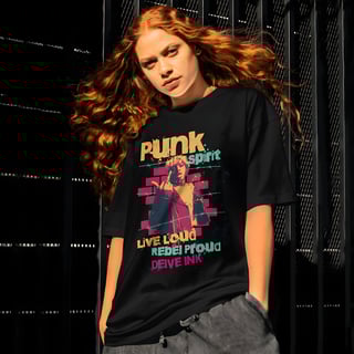 Nome do produto Camiseta Oversized Punk Spirit Preta Frente
