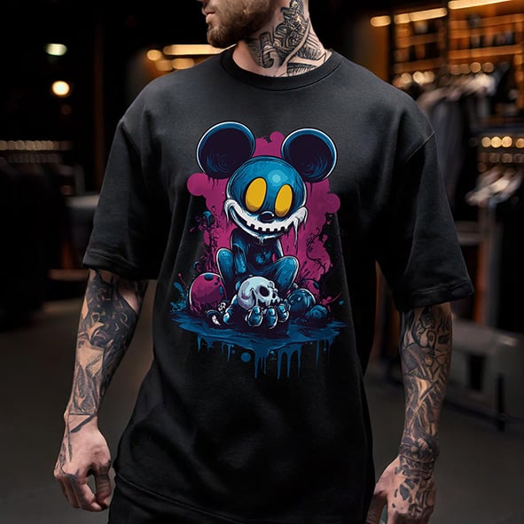 Camiseta Oversized Street Art Mad Mouse