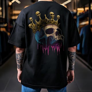 Camiseta Oversized Street Art Rei Caveira