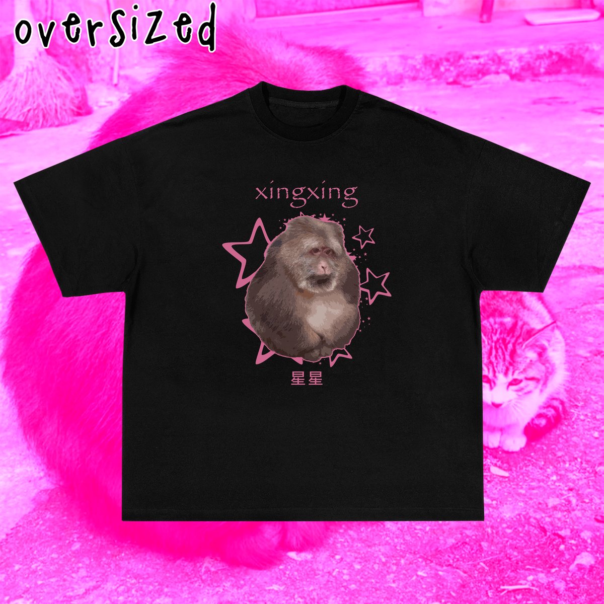 Nome do produto: Camiseta Oversized Preta \'XINGXING\'