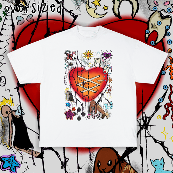 Camiseta Oversized 'meu coração <3'