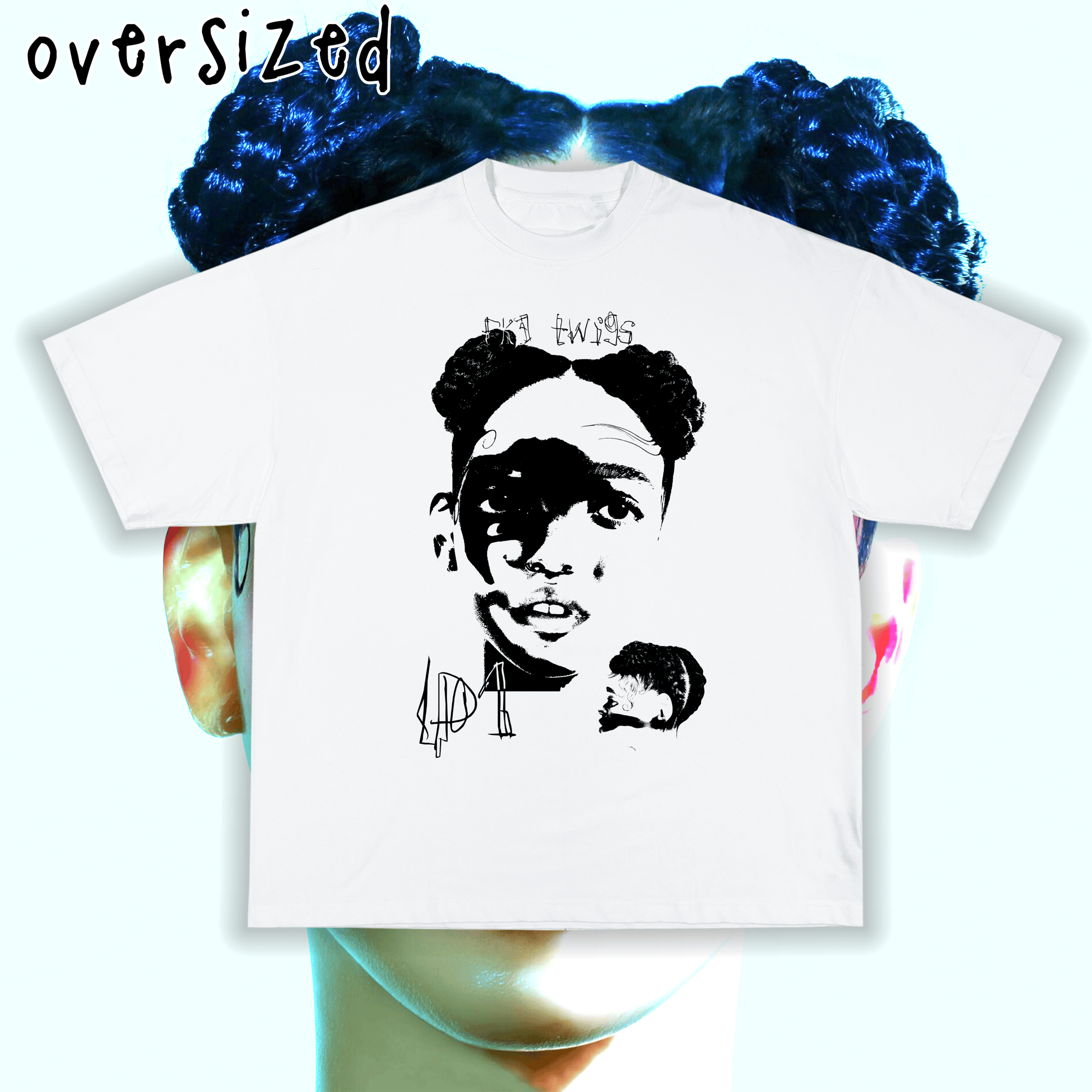 Camiseta Oversized Branca 'FKA TWIGS - LP1'