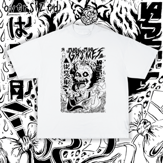 Camiseta Oversized Branca 'GRIMES - VISIONS'