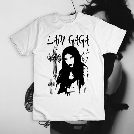 Camiseta Branca 'LADY GAGA'