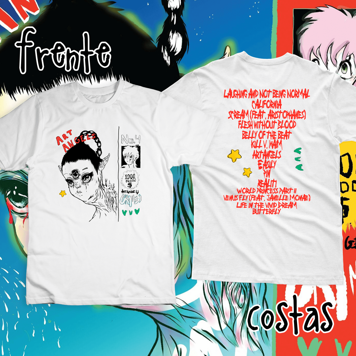 Nome do produto: Camiseta Frente e Costas \'GRIMES - ART ANGELS\'