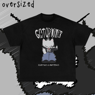 Camiseta Oversized 'gato punk'