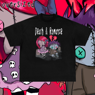 Camiseta Oversized Preta 'DEATH & ROMANCE' 