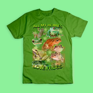 Nome do produto Camiseta 'ALL MY HOMIES LOVE FROGS' 