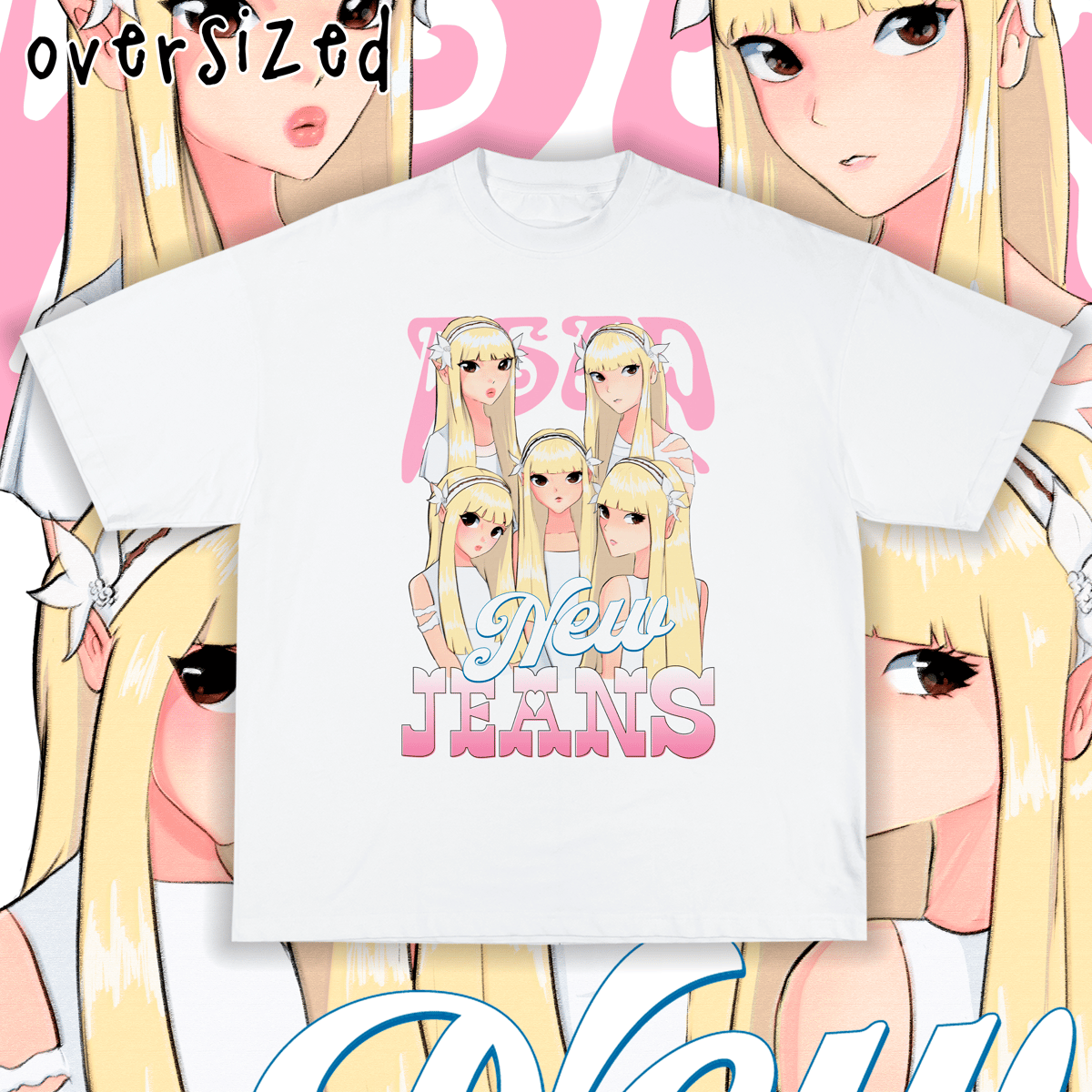 Nome do produto: Camiseta Oversized \'NEWJEANS - ASAP (Versão Anime)\'