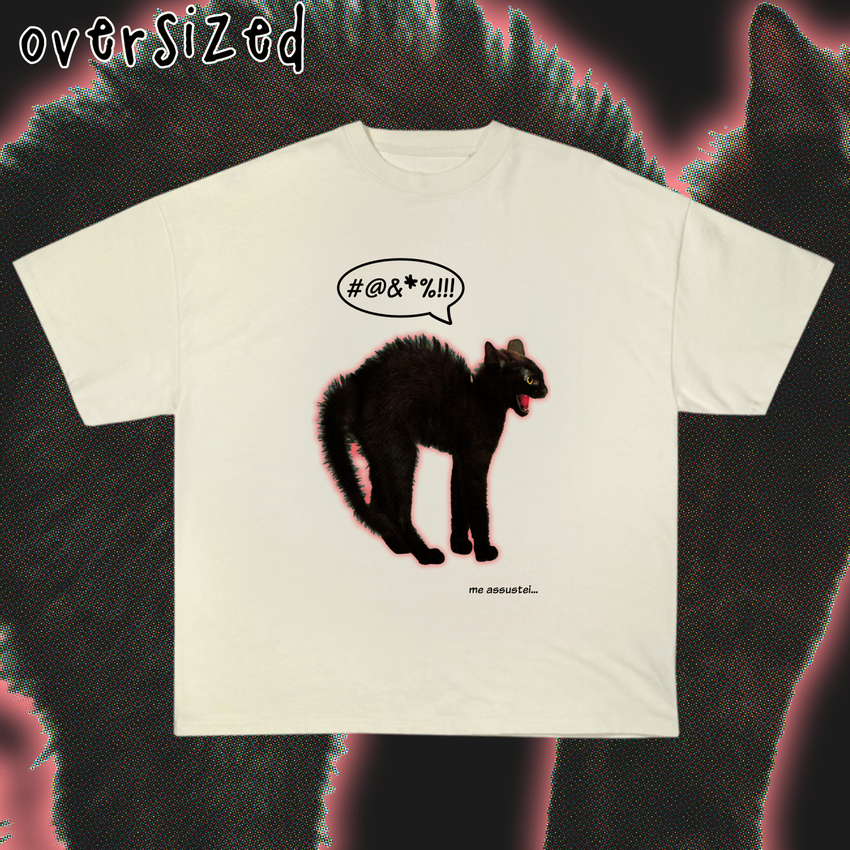 Nome do produto: Camiseta Oversized \'me assustei (gatinho)\'