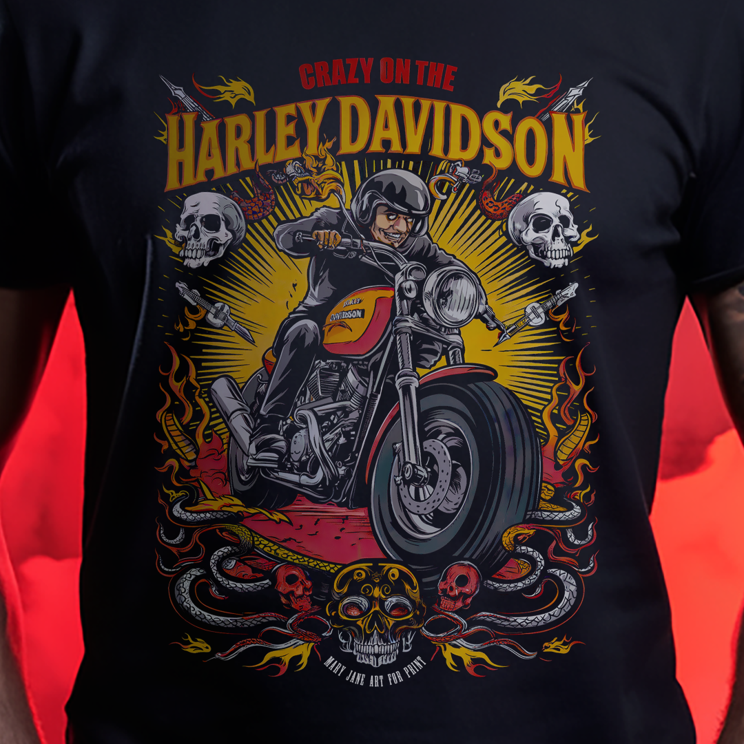 T-SHIRT PRIME CRAZY ON THE HARLEY