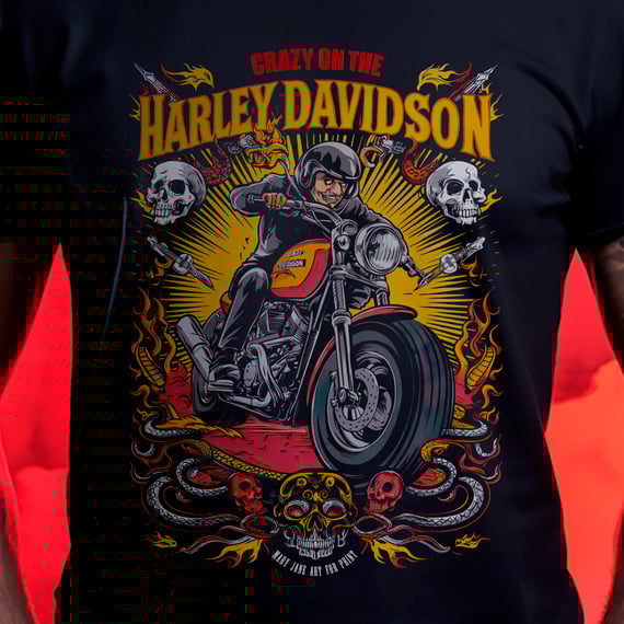 T-SHIRT PLUS SIZE CRAZY ON THE HARLEY