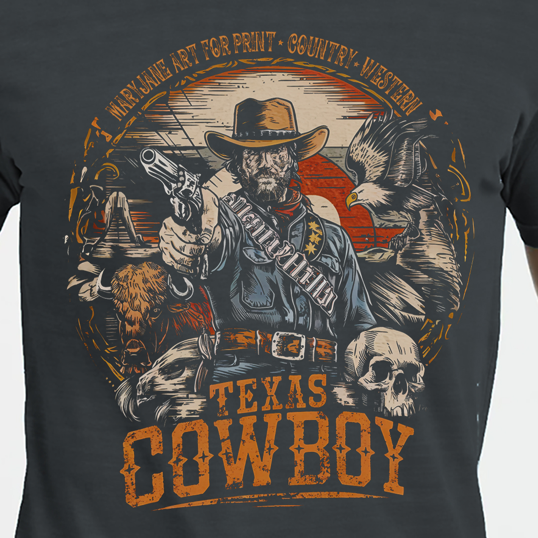 T-SHIRT ESTONADA TEXAS COWBOY PISTOL