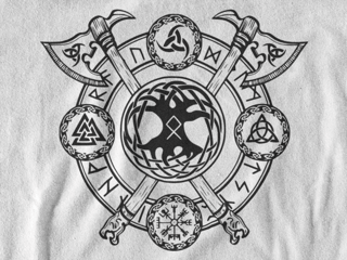 Nome do produto Camiseta Dizbocado Corte Regular - Runas Nórdicas