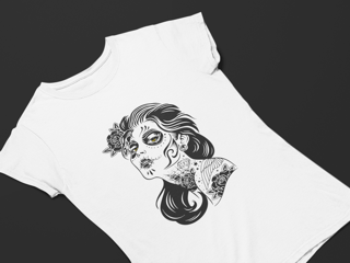Nome do produto Camiseta DIzbocado Corte BabyLook - Caveira mexicana