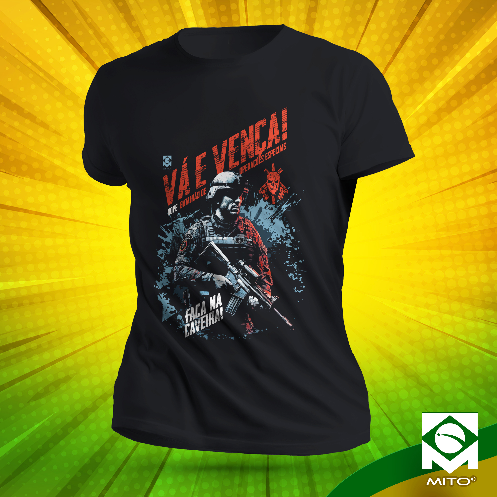 T Shirt Quality Camiseta Bope Vá E Vença Unisex Em Mito Oficial