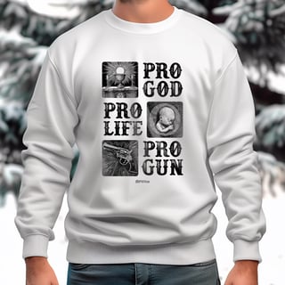 Nome do produto Pro God, life, gun (moletom)
