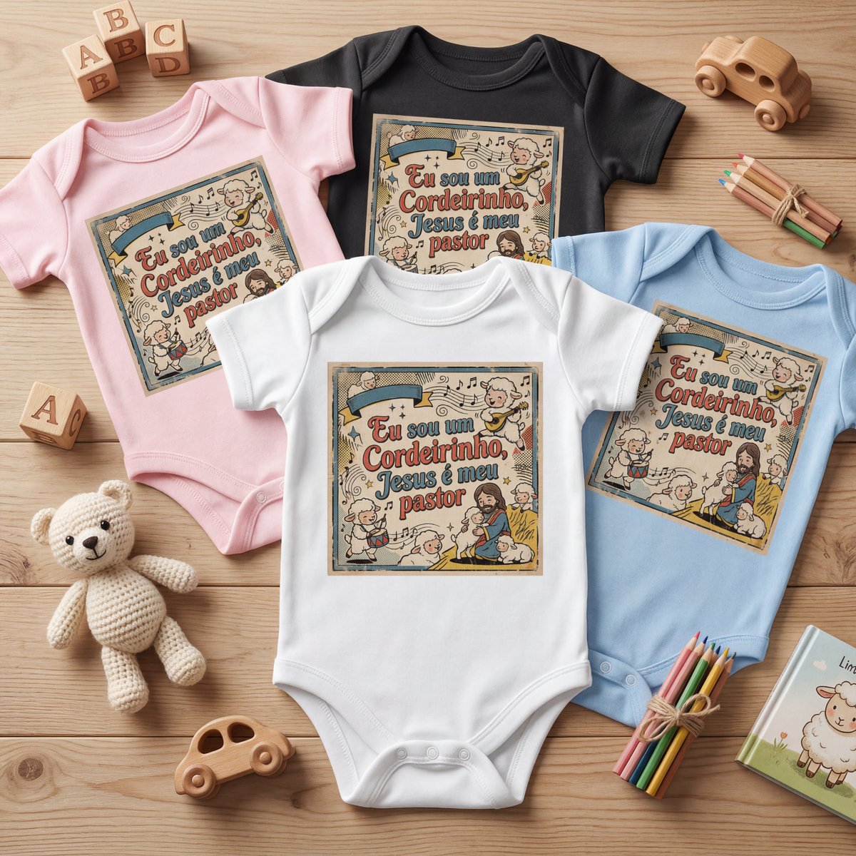 Nome do produto: Body Infantil Eu sou um Cordeirinho