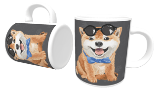 Nome do produto Caneca Akita Filhote de Óculos e Gravatinha