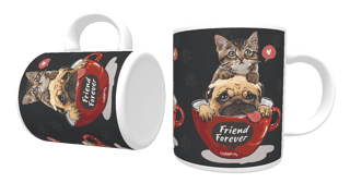Nome do produto Caneca Gato e Cachorro - Friend Forever