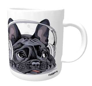 Caneca Bulldog Francês Ouvindo Música