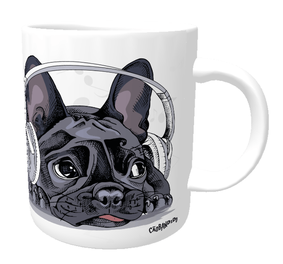 Caneca Bulldog Francês Ouvindo Música