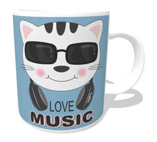 Caneca Gato Love Music