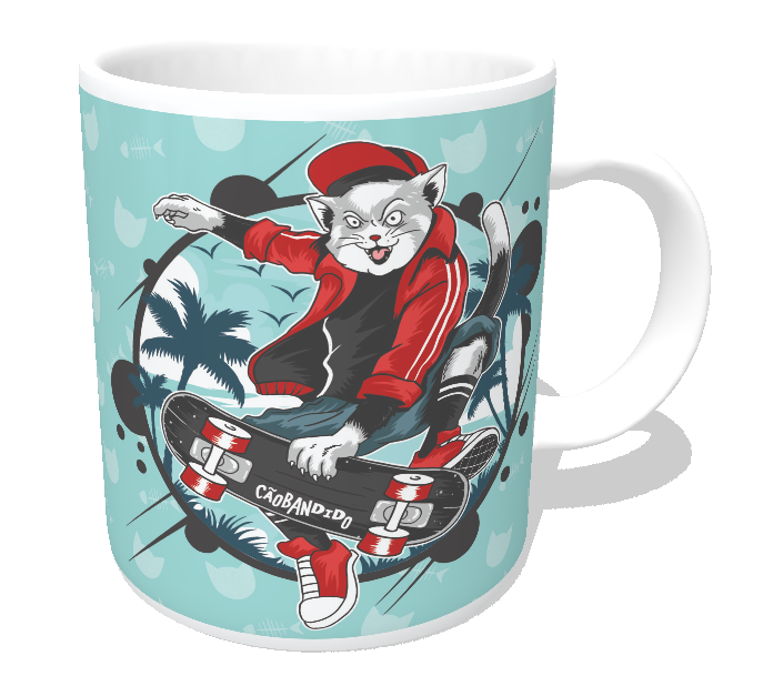 Caneca Gato Skatista