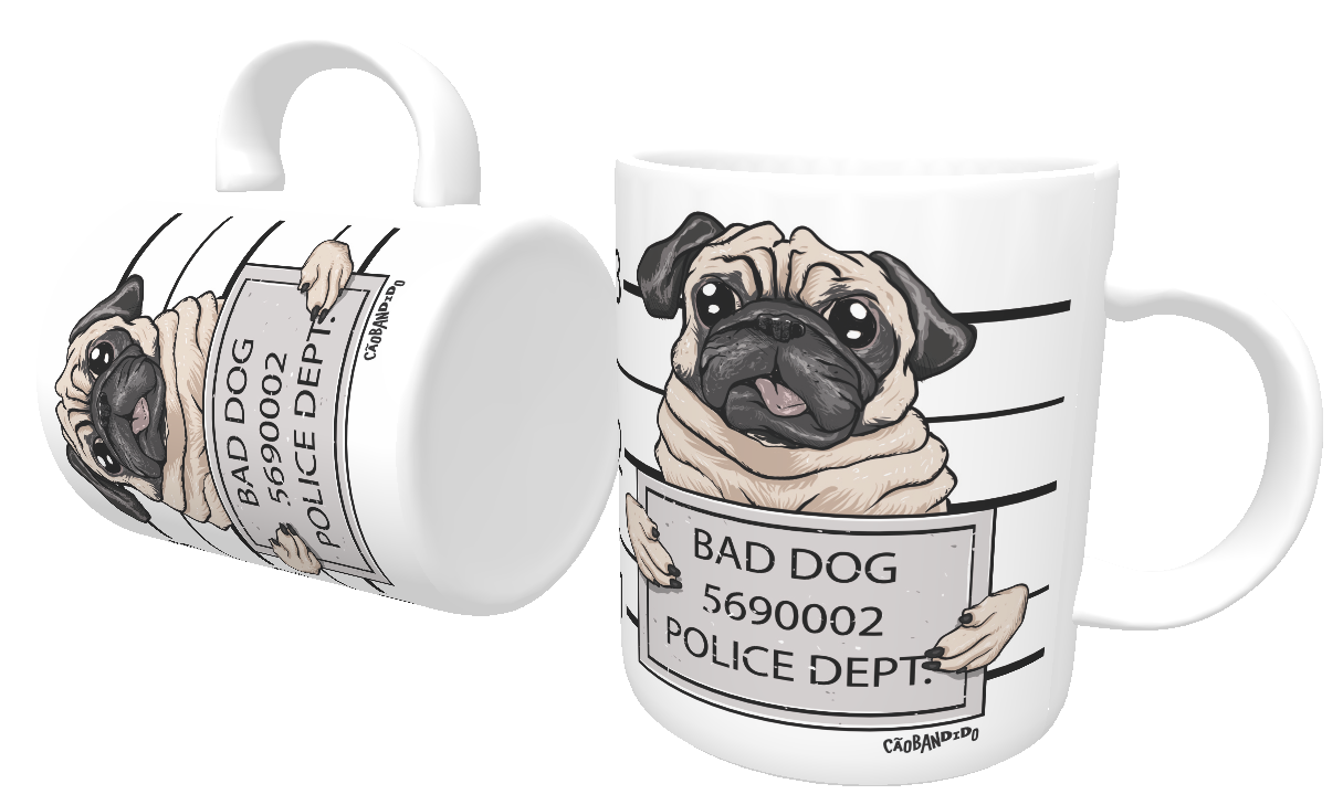 Caneca Cachorro Pug Bad Dog