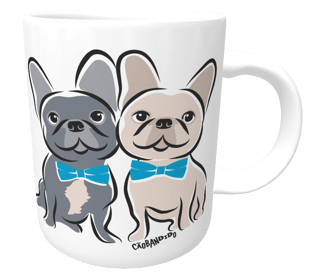 Caneca Bulldog Francês Casal de Gravatinha