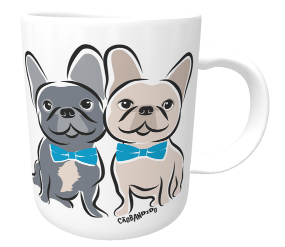 Caneca Bulldog Francês Casal de Gravatinha