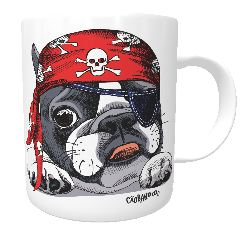Nome do produto: Caneca Bulldog Francês Pirata